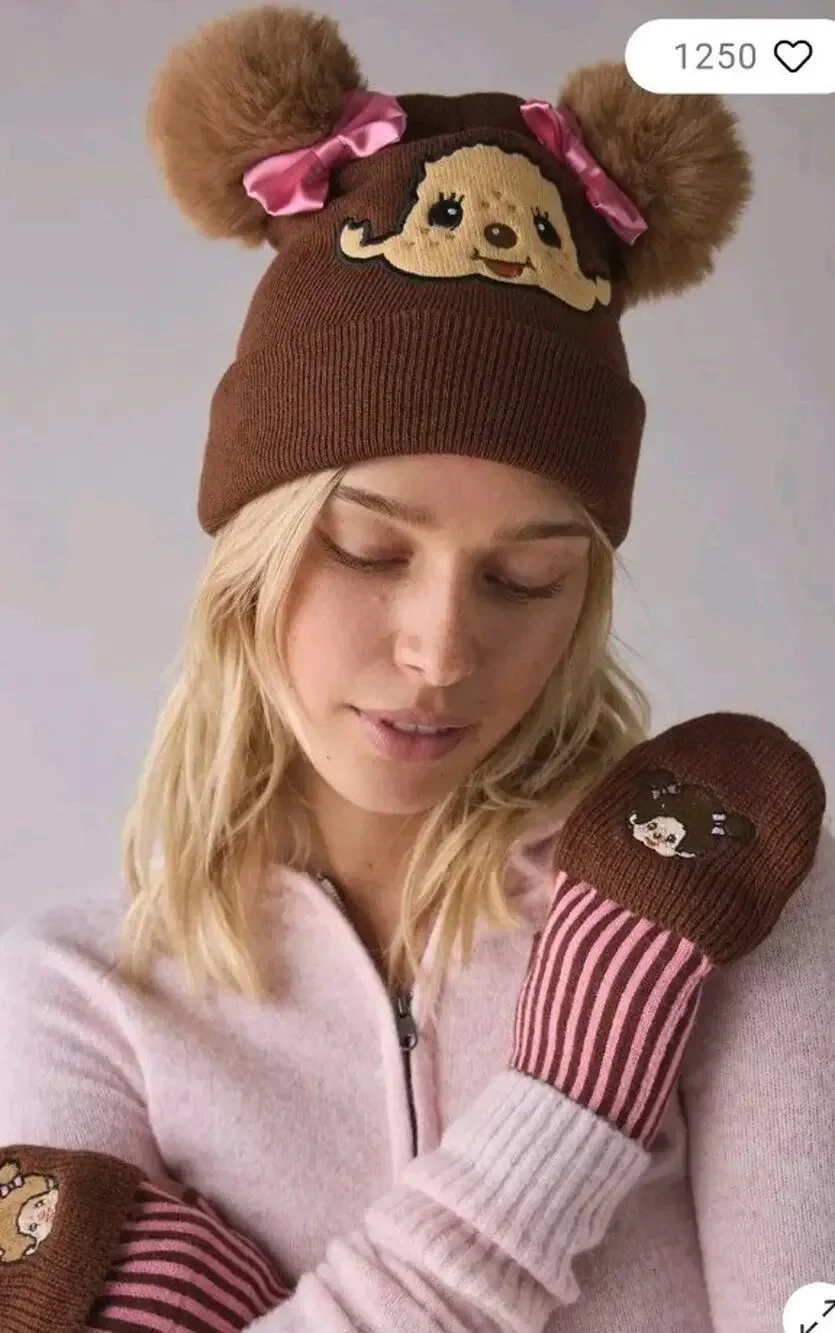 Monchhichi Cold Weather Knit Beanie & Glove Set
